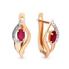 Серьги из красного золота 585Gold 102004726, рубин/бриллиант