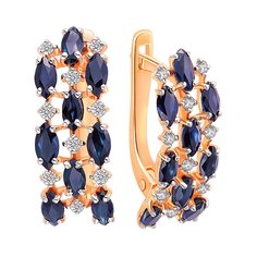 Серьги из красного золота 585Gold 102004230, сапфир/бриллиант
