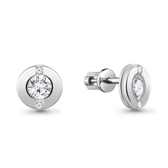 Серьги пусеты из серебра Aquamarine 434721А_925_р, фианит