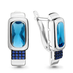 Серьги из серебра Aquamarine 4703593Б_925_р, топаз искусственный/сапфир искусственный