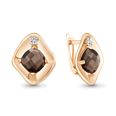 Серьги из серебра Aquamarine 4750601А_925_з, кварц/фианит