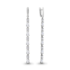 Серьги подвески из серебра Aquamarine 47602А_925_р, фианит