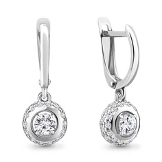 Серьги из серебра Aquamarine 49249А_925_р, фианит