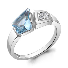 Кольцо из серебра р. 17,5 Aquamarine 6743892А, топаз искусственный/фианит