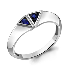Кольцо из серебра р. 17 Aquamarine 68829Б, сапфир искусственный