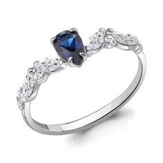 Кольцо из серебра р. 18 Aquamarine 67786АБ, сапфир искусственный/фианит