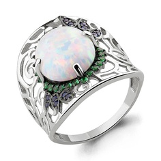 Кольцо из серебра р. 18,5 Aquamarine 6599098ГБ, изумруд искусственный