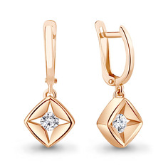 Серьги подвески из серебра Aquamarine 48982А, фианит