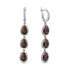Серьги подвески из серебра Aquamarine 4428901А_925_р, кварц/фианит