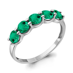 Кольцо из серебра р. 18 Aquamarine 69364П, изумруд искусственный