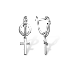 Серьги подвески из серебра ЯХОНТ Ювелирный 266954, фианит