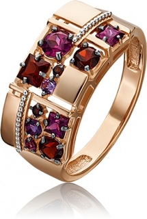 Кольцо из золота с гранатом/аметистом р. 20 PLATINA jewelry 01-5307-00-257-1111-57