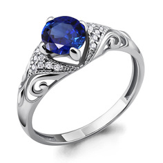 Кольцо из серебра р. 15 Aquamarine 63993Б, фианит/сапфир искусственный