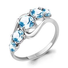 Кольцо из серебра р. 17 Aquamarine 6507402, топаз