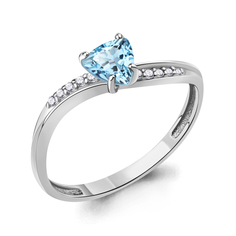 Кольцо из серебра р. 16 Aquamarine 6531905А, топаз/фианит