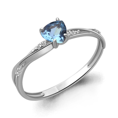 Кольцо из серебра р. 17 Aquamarine 6532105А, топаз/фианит