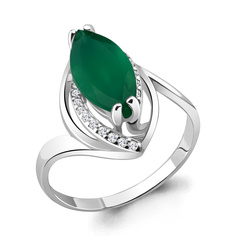 Кольцо из серебра р. 17,5 Aquamarine 6534109А, агат/фианит