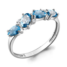 Кольцо из серебра р. 16 Aquamarine 6535805, топаз/фианит