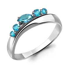 Кольцо из серебра р. 17,5 Aquamarine 6568205, топаз