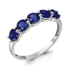 Кольцо из серебра р. 17,5 Aquamarine 69364Н, сапфир искусственный
