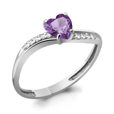 Кольцо из серебра р. 17 Aquamarine 6506904А, аметист/фианит