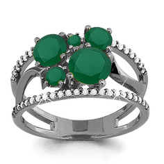 Кольцо из серебра р. 18,5 Aquamarine 6508409А, агат/фианит