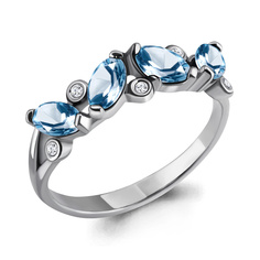 Кольцо из серебра р. 17 Aquamarine 6525505, топаз/фианит