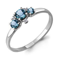 Кольцо из серебра р. 16 Aquamarine 6535608А, топаз/фианит