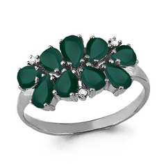 Кольцо из серебра р. 18,5 Aquamarine 6536309, агат/фианит