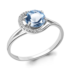 Кольцо из серебра р. 16 Aquamarine 6539605А, топаз/фианит