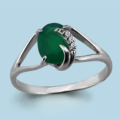 Кольцо из серебра с агатом/фианитом р.16,5 Aquamarine 6551309А