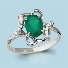 Кольцо из серебра с агатом/фианитом р.17 Aquamarine 6553009А