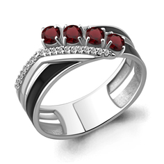 Кольцо из серебра р. 19,5 Aquamarine 6565403А, гранат/фианит/эмаль