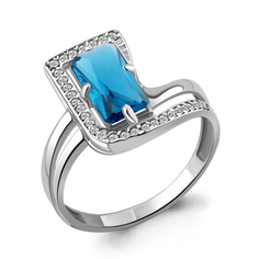 Кольцо из серебра р. 18,5 Aquamarine 6579993А, топаз искусственный/фианит