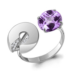 Кольцо из серебра р. 17 Aquamarine 6594604А, аметист/фианит