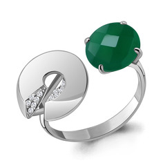 Кольцо из серебра с агатом/фианитом р.17 Aquamarine 6594609А