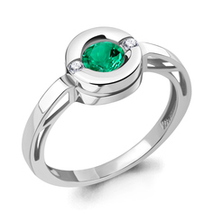 Кольцо из серебра р. 19 Aquamarine 66642АГ, фианит/изумруд искусственный