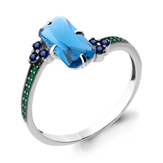 Кольцо из серебра р. 18 Aquamarine 6902093БГ, изумруд искусственный