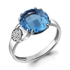Кольцо из серебра р. 16,5 Aquamarine 6933592А, топаз искусственный/фианит