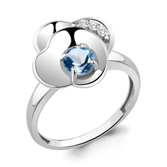 Кольцо из серебра р. 18 Aquamarine 6944905А, топаз/фианит