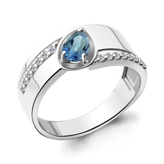 Кольцо из серебра р. 18,5 Aquamarine 6945308А, топаз/фианит