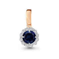 Кулон из серебра Aquamarine 22901Б_925_з, фианит/сапфир искусственный