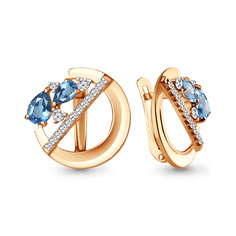 Серьги из серебра Aquamarine 4323505А, топаз/фианит