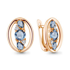 Серьги из серебра с топазом/фианитом Aquamarine 4324805А