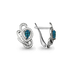 Серьги из серебра с топазом/фианитом Aquamarine 4458608А