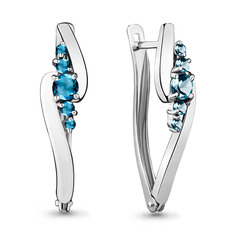 Серьги из серебра Aquamarine 4466408, топаз