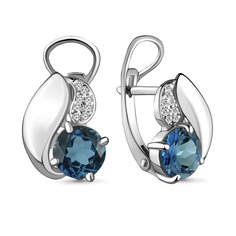 Серьги из серебра Aquamarine 4486608А, топаз/фианит