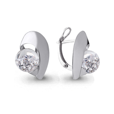 Серьги из серебра Aquamarine 45421, фианит