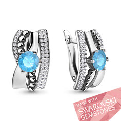 Серьги из серебра с топазом/фианитом Aquamarine 4590024А