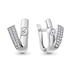 Серьги из серебра Aquamarine 49750А, фианит